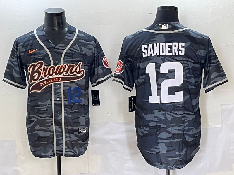 Men 2025 Cleveland Browns #12 Sanders Camo Joint Name Nike Limited NFL Jersey style 3->cleveland browns->NFL Jersey